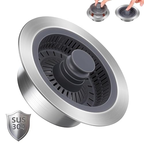 3 en 1 tapon Fregadero Cocina, colador Fregadero, Tapones Fregadero Cocina, válvula de Drenaje emergente, colador del Fregadero filtra los Alimentos previene los olores