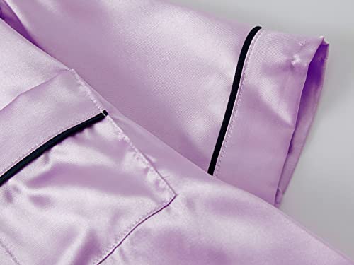Little & Big Girls Pajama Set Size 14 - Lilac Satin Silky Cute Summer Shorts Outfit #TOP2