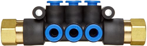 Pneumadyne M20-250-6-90W, Manifold, 90 Degree Ports, 6-Station, 1/4 NPT Input, 1/8 NPT Output, 1.5