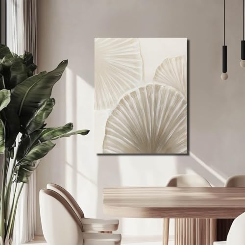 WINKAILIN Beige and White Abstract Shell Canvas Art Modern 32x40 inch Wall Decor for Living Room Bedroom Office Wall Decoration - Image 6