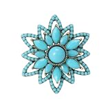 Vintage Turquoise Flower Brooch Pin for Women Bohemian Jewelry-A | Retro Turquoise Circle Oval Teardrop Lapel Pin Cowgirl Hat Dress Decor