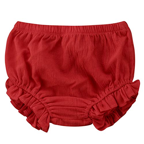 Oasiss Unisex Infant Baby Girls Velvet Bloomers Diaper Cover,Solid Bow-Knot Elastic Waist Shorts Briefs Bottoms (Red, 3T)