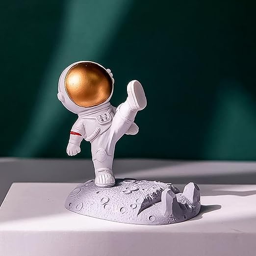 Mobile Holder Astronaut Design Phone Stand Planet Creative Fun 3D Design Spaceman Phone Holder for Car Dashboard Statue Desktop Ornaments Kicking Leg Status (1 Pc)-image-4