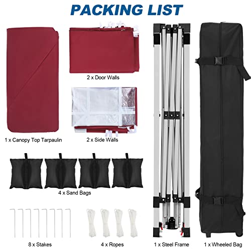 Image of HOTEEL 6.6x6.6FT Pop Up Canopy Tent Heavy Duty Party Tent for Parties Event Wedding, Commercial Outdoor All Season Wind UV 50+, Thickened Legs, Khaki