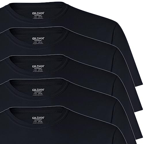 Gildan Platinum Men's Crew T-Shirts, Black, Large, 5-Pack - Thumbnail 5