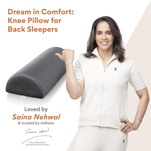 Image of FOVERA Knee Pillow for Back Sleepers, Half Moon Bolster Pillow for Legs, Memory Foam Top, Under Knee Pillow for Sleeping on Back, Multi Purpose Pillow for Head, Neck, Back & Leg Support (Dark Grey)