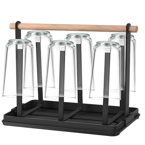 Secador y Escurridor de Botellas, 6 Estantes de Metal, con Tapete de Drenaje Desmontable, Adecuado para Botellas de Agua con Gas y Biberones