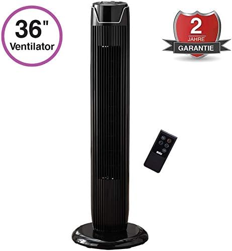 ventilatore a torre oscillante nero