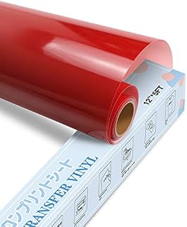 YRYM HT Heat Transfer Vinyl - 12" x 5ft Red Premium HTV Vinyl Roll for T-Shirts,Red Iron on Vinyl for DIY Heat Vinyl Design - Easy to Cut & Weed (red)