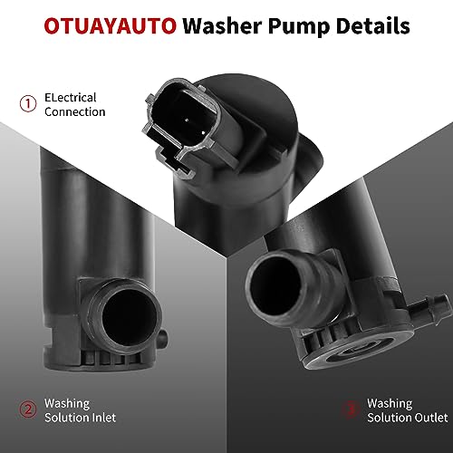Windshield Washer Pump Replacement for Ford F150/250/350 Super Duty, E150 series, Escape, Focus, Mazda - OTUAYAUTO Factory OE Style with Grommet Replaces OEM F6SU17664DA, 7L8Z-17664-A, WG-318
