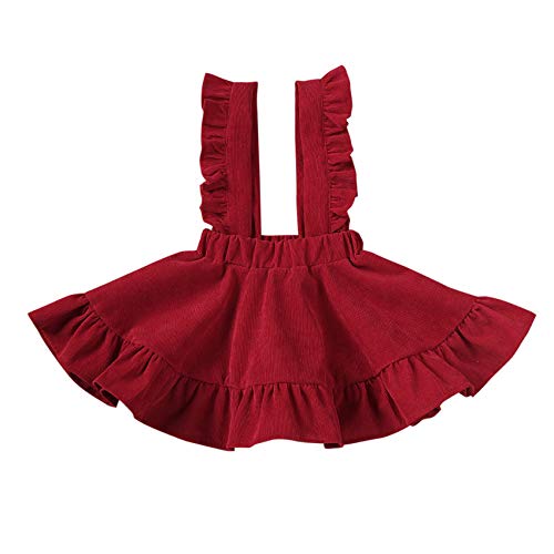 Image of Specialcal Baby Girls Velvet Suspender Skirt Infant Toddler Ruffled Casual Strap Sundress Summer Outfit Clothes