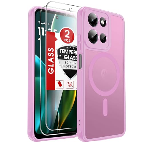 LeYi for Moto-G-2026 Phone Case: Motorola Moto G Play 2026 Case [Magnet Fit] with 2X Screen Protector, Slim Translucent Soft-Touch & Full Body Protection para Moto G 2026/2025 Case Girl Women, Pink