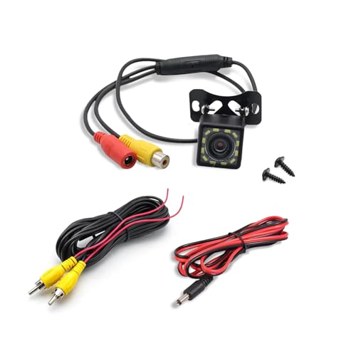 PACLVIO Car Backup Camera, Waterproof Car Rear View Camera, 12 LED 170° Wide View Angle Long License Plate Frame Camera Universal for Cars, SUV, Trucks, RV