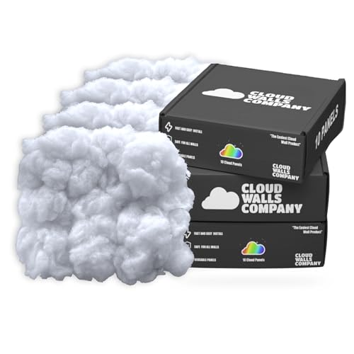 Fluffy Cloud Wall Panels | LED Cloud Ceiling Set - Peel & Stick 3D Panels | 10 Panels - Acoustic Wall Panels