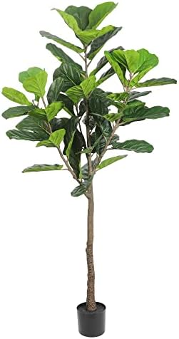 Realead Faux Fiddle Leaf Fig Tree 6 Feet, Tall Fake Plants in Pot, Artificial Ficus Lyrata Tree for Home Office Living Room Indoor Decor