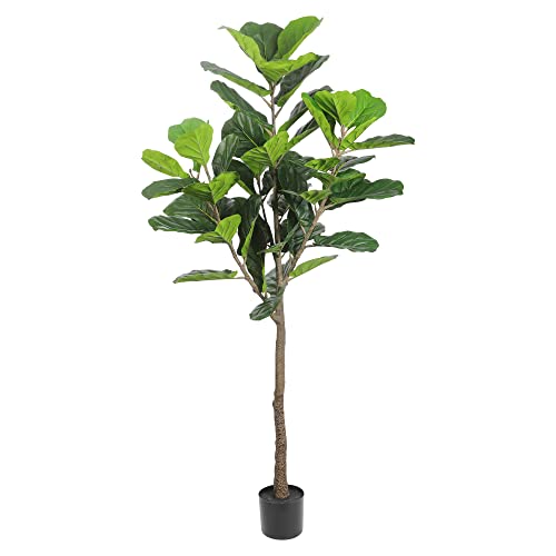 Realead Faux Fiddle Leaf Fig Tree 6 Feet, Tall Fake Plants In Pot, Artificial Ficus Lyrata Tree For Home Office Living Room Indoor Decor #TOP2