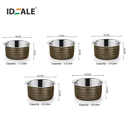 Image of Ideale Stainless Steel Patila Set, 5-Pieces, Brown