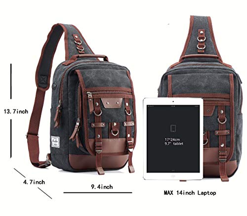 Canvas Shoulder Messenger Backpack Travel Rucksack Sling Bag Cross Body Messenger Bag2