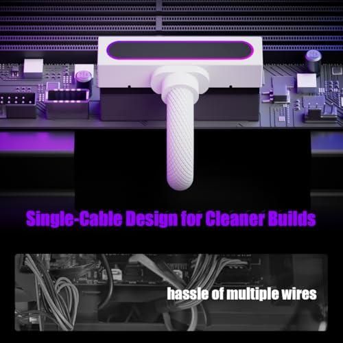 Image of 24PIN PC Extension Cable,ARGB PSU Extension Cable with 5V 3Pin,18AWG 90 Right-Angle Design for Cleaner PC Builds,Male-to-Female for Various Motherboard and Power Supply.30CM (White, 24PIN)