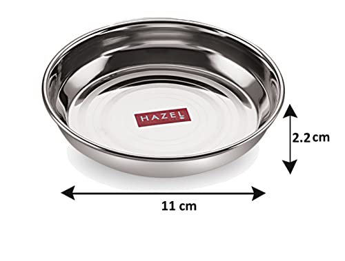 Image of HAZEL Stainless Steel Plates Set for Serving Ice Cream | Small Steel Plates for Snacks | Breakfast Plates, 150 ML, Set of 1