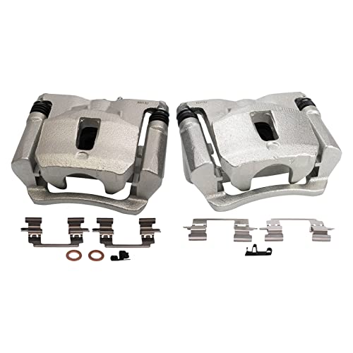 Image of TRQ Rear Driver and Passenger Side Brake Caliper Set Caliper Brackets Hardware Compatible with 15-19 Chevrolet Colorado 15-19 GMC Canyon