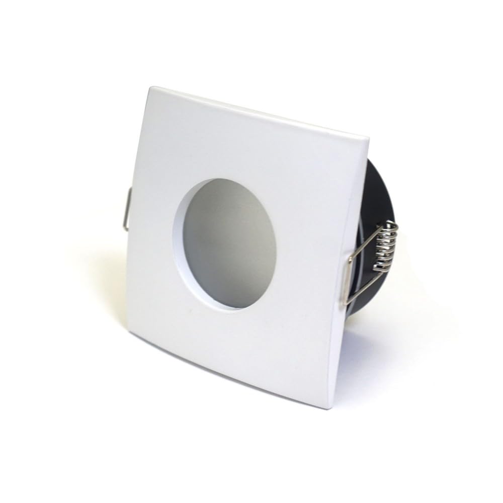 UKEW LED Downlights Ceiling - GU10 Ceiling Ceiling Spot Light Lampholder Fitting - IP44 Rated Modern LED Downlights for Bathroom, Bedroom White Square | Pack of 4