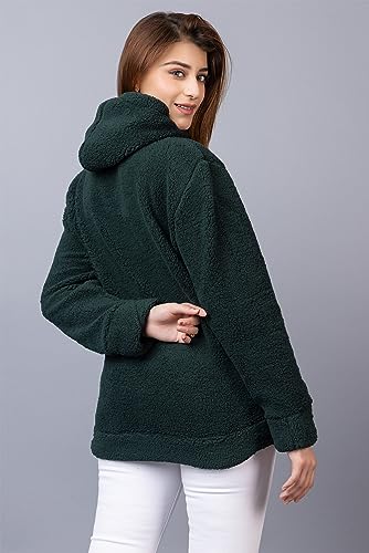 Image of Wear lusso Women Wool Blend Hooded Neck Sweatshirt with Hoodies | Full Sleeves Women's Winter Wear | Warm & Stylish Hoodie