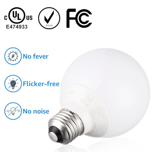 TORCHSTAR G25 LED Light Bulbs, 5W 40W Equivalent, Dimmable 450LM Globe Light Bulbs, 5000K Daylight, E26 Base Decorative Bulb, for Bathroom Vanity or Mirror, UL Listed, Pack of 6 by TORCHSTAR - Used condition - Image 6