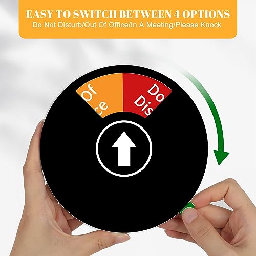 Image of Office Door Sign, Do Not Disturb /Out of Office /In a Meeting /Please Knock, Rotating Door Privacy Sign-6 Inch, Black