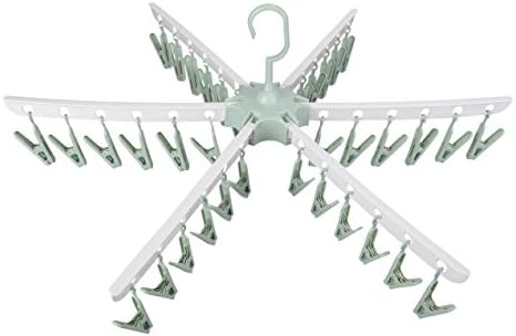 ZUOFENG Foldable Indoor Sock Dryer, 36 Pegs Drip Rack Clothes Hanger for Underwear Socks Gloves, Space Saver Hanger.(Green)