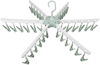 ZUOFENG Foldable Indoor Sock Dryer, 36 Pegs Drip Rack Clothes Hanger for Underwear Socks Gloves, Space Saver Hanger.(Green)