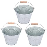 Veemoon 3stücke Eimer Eisen Für Grillkohle Und Robuste Aufbewahrungslösung Mit Holzgriff Für Feuerstelle Und Garten Für Outdoor-nutzung Und Transport Von Grillkohle