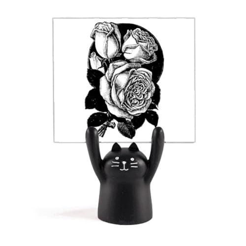 Porte-mémo chat noir motif rose pour ne plus perdre vos croquis de dessin