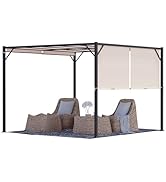 SUNBURY 10'x10' Outdoor Retractable Pergola Canopy, Metal Flat Top Sun Shade Shelter with Adjusta...
