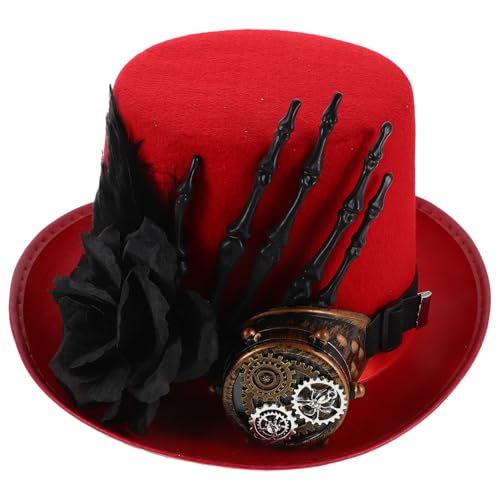 Chapeau steampunk de forme victorienne avec lunettes et roses