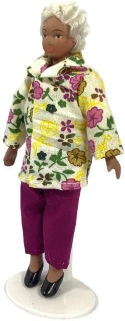 Melody Jane Dolls Houses Dollhouse Modern Elderly Lady White Hair Grandmother Figure Porcelain People