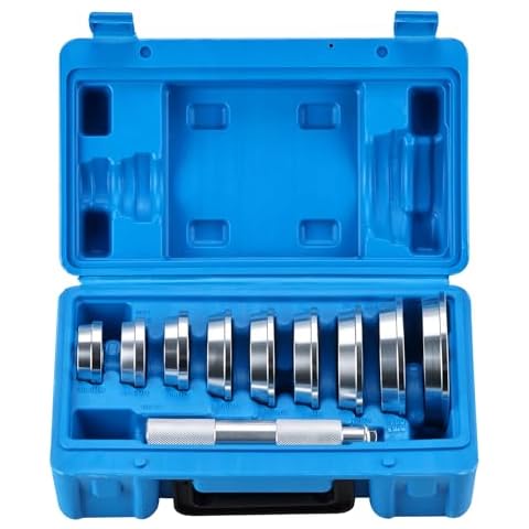 BTSHUB 10pcs Bearing Race and Seal Bushing Driver Install Set 1 Driver 9 Discs Collar Axle Housing with Carrying Case Master/Universal Kit for Automotive Wheel Bearings Cover