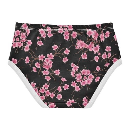 Girls Underwear Toddlers 2t Cotton Little Girl Panties Flower Kids Briefs Undies Pink Cherry Blossom Floral Black2