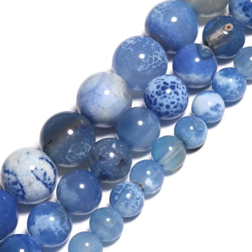 Yochus 35pcs Blue Fire Agate Stone Beads，10mm Healing Power Natural