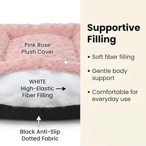 Image of Dog Crate Pad for Crate /Floor /Car for Small Dogs Washable | Deluxe Plush Dog Crate Pad with Non-Slip Bottom,Comfy Fluffy Kennel Pad for Maltese Shih Tzu Bichon Frise,22 inchx13 inch Pink