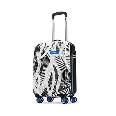 Skybags Stroke Printed Cabin Size Hard Case Trolley Bag, Black-White