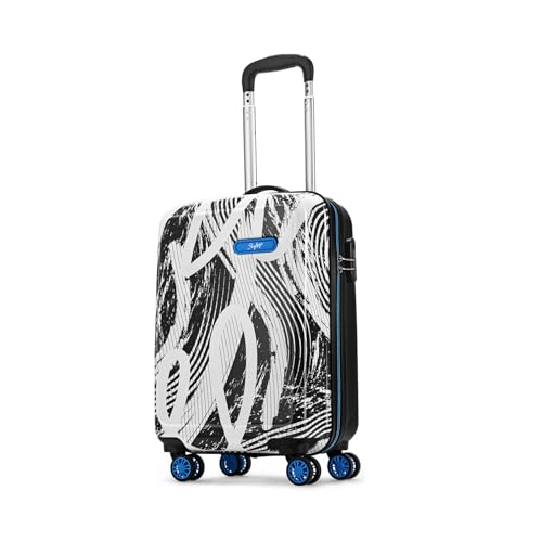 Skybags Stroke Printed Cabin Size Hard Case Trolley Bag, Black-White