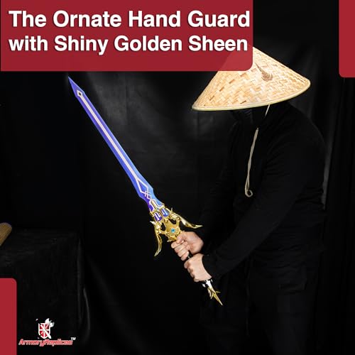 Armory Replicas™ - Genshin Impact Replica Sword - 27-Inch Stainless Steel Blade, Video Game Collectible with Printed Blue Finish, Wooden Handle, and Gold Zinc Alloy Accents - Thumbnail 6