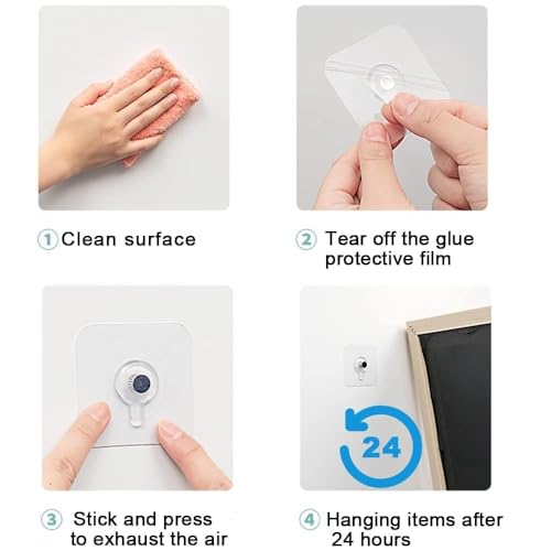 Image of 10PCS Adhesive Picture Hooks, Picture Hangers without Nails, Transparent Picture Hanging Kit for Pictures, Frames, Wreath and Wall decor, No Nail