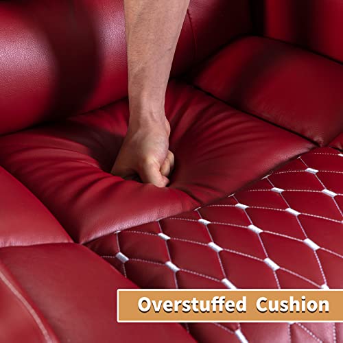 Anj Power Recliner Chair With Usb Ports And Cup Holders - Overstuffed Electric Home Theater Seating Pu Leather Reclining Furniture With Hidden Arm Storage, Easy To Clean (Red) #TOP6