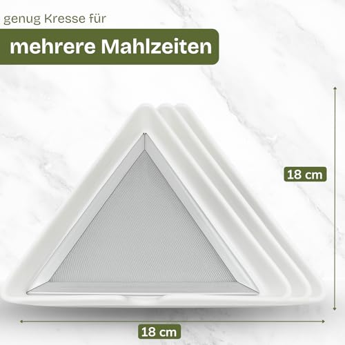 NEU! Kresse Anzuchtschalen 3er Set – Hochwertige Kresseschalen aus Keramik für die einfache Kresseanzucht, Anzuchtschale für gesunde Microgreens, inklusive 3 Kressesiebe – ideal für alle