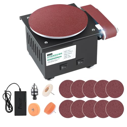 2 in 1 Mini Belt Disc Sander, Sanding Disc Machine, Belt Sander with 7-Speed for Knife Sharpening, Wood, Crafts, Metal, Stone, and Scissors Grinding, Disc Sander Electric Sander, Style 1