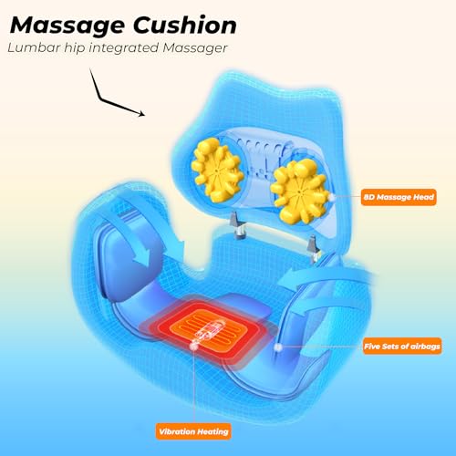 Image of Durafit91 Portable Chair Massager with Heat, Vibration | Full Back, Neck Support Massage Cushion | Electric Shiatsu Seat Massager for Pain Relief, Relaxation & Improved Blood Circulation| Home