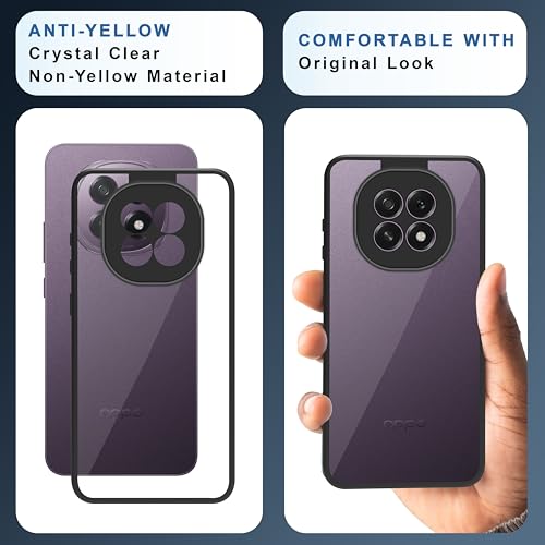 Image of CEDO Backcover for Oppo F29 (5G) | Camera Protection Bump Shockproof Edge | Ultra Hybrid Transparent Acrylic Clear TPU+PC Hard Backcase Cover (Black)