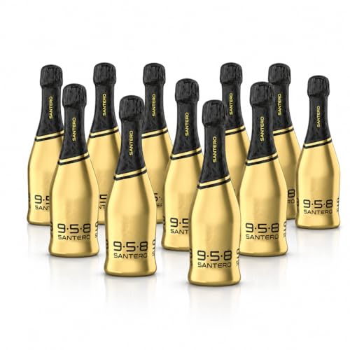 958 Santero Oro Gold Millesimato Mini Bottiglie Spumante Millesimato Oro Gold 20cl x12 – Idea Bomboniera Elegante per Matrimonio, Laurea, Compleanno, Eventi e Confettate – Selezione Sim&Cake